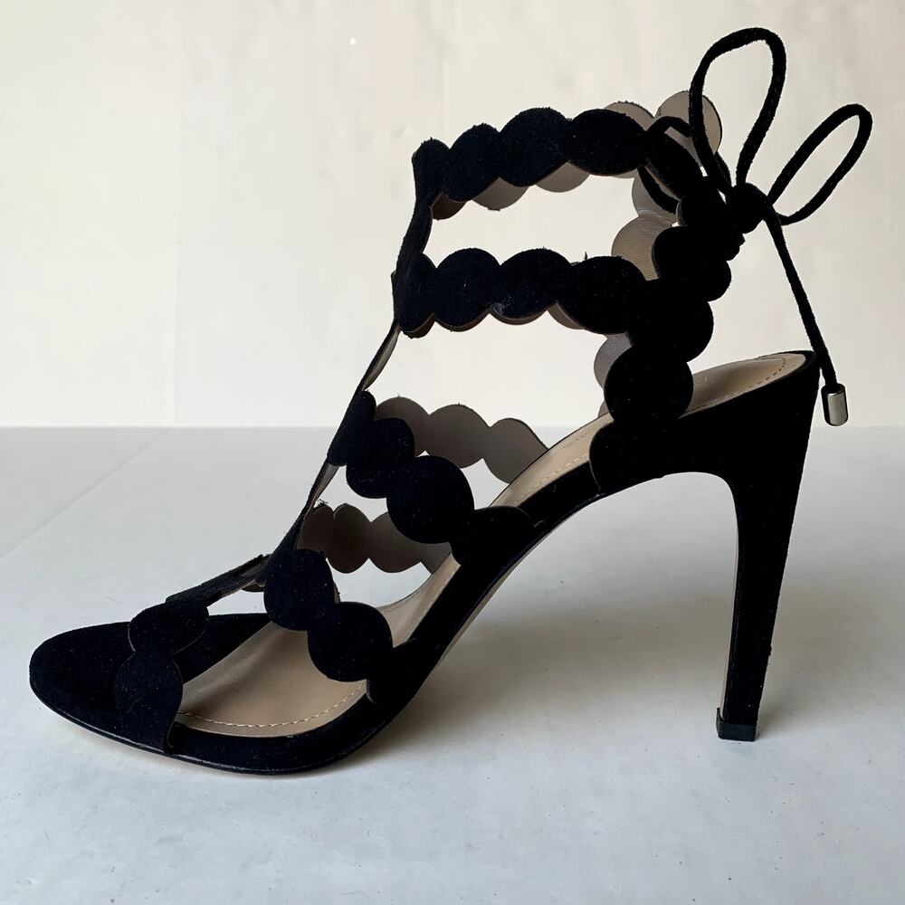 BCBGeneration High Heel Sandal Shoes CHIKO Black Suede Strappy Tie Gladiator 6.5 - Picture 4 of 8